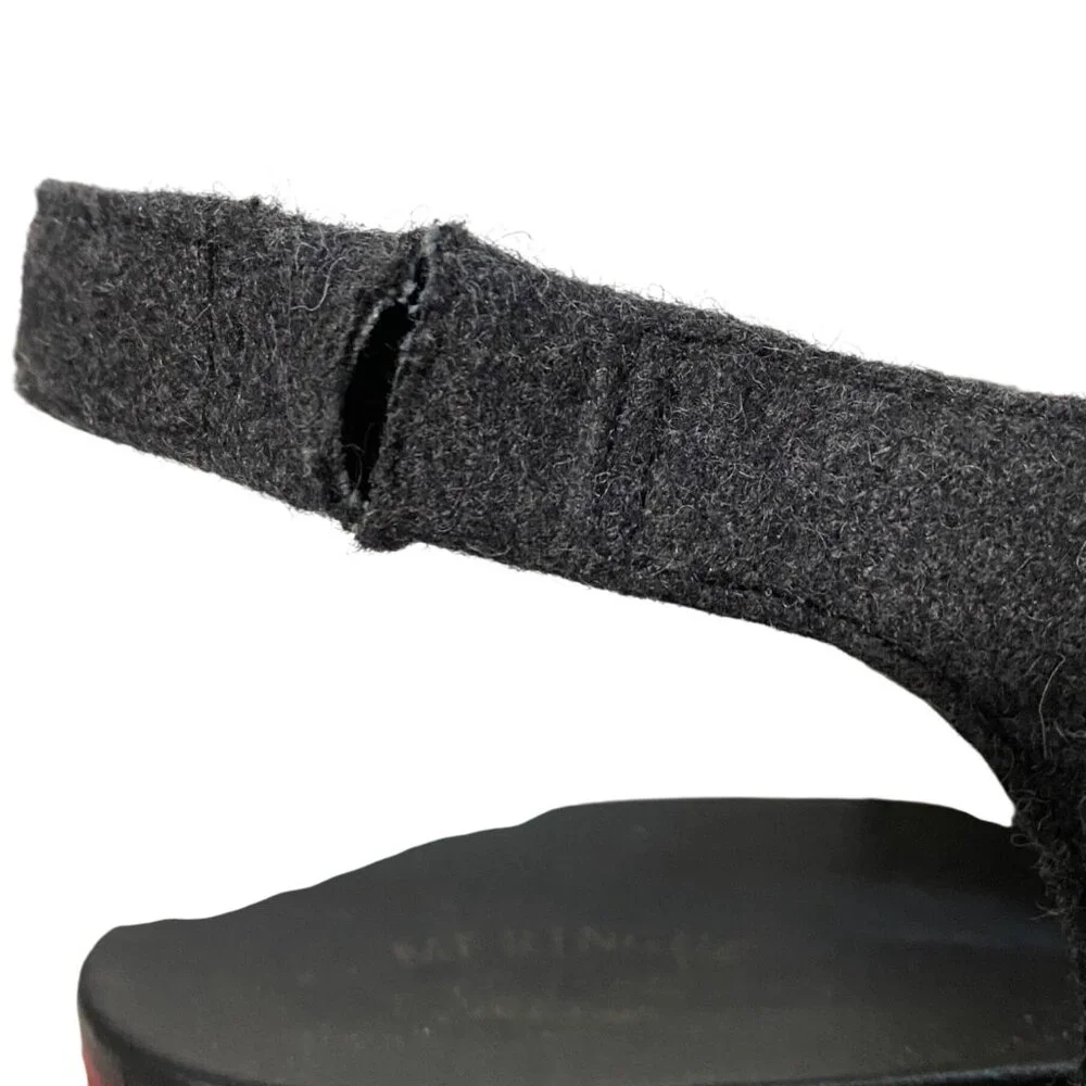 Dr Scholls Meringue WESLYN Platform Wedge Sandal Womens 9.5 Gray‎ Felt Chunky